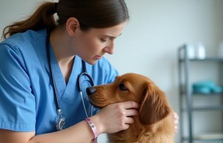Veterinarian examining a pet